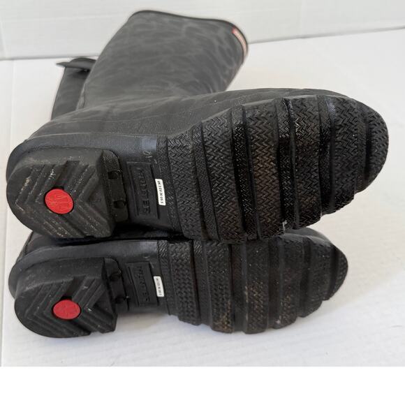 Women's Hunter Black Textured Pattern Tall Rain Boots Size Us 5 - Picture 8 of 8